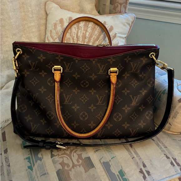 Louis Vuitton Burgundy and Brown Monogram Shoulder Bag - Picture 1 of 7